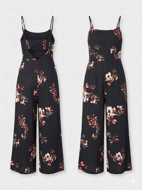 ☔️💜Black & Pink Floral Print Cropped Sleeveless Jumper Small
